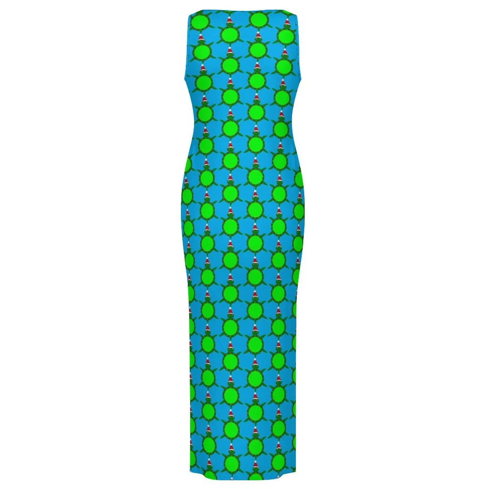 Vestido de tartaruga marinha de natal sem mangas concha florida elegante maxi vestidos férias coreano moda gráfico bodycon vestido tamanho grande