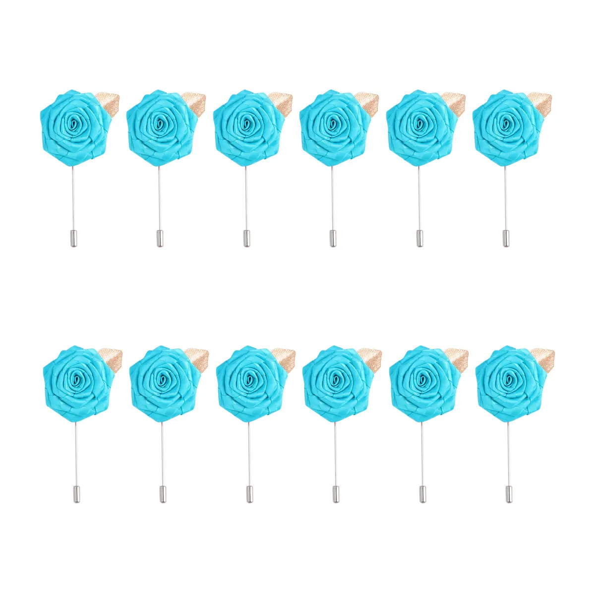 

12 Pcs Wedding Corsage Brooch Man Boutonniere for Men Roses Pin Suit Fabric Flower