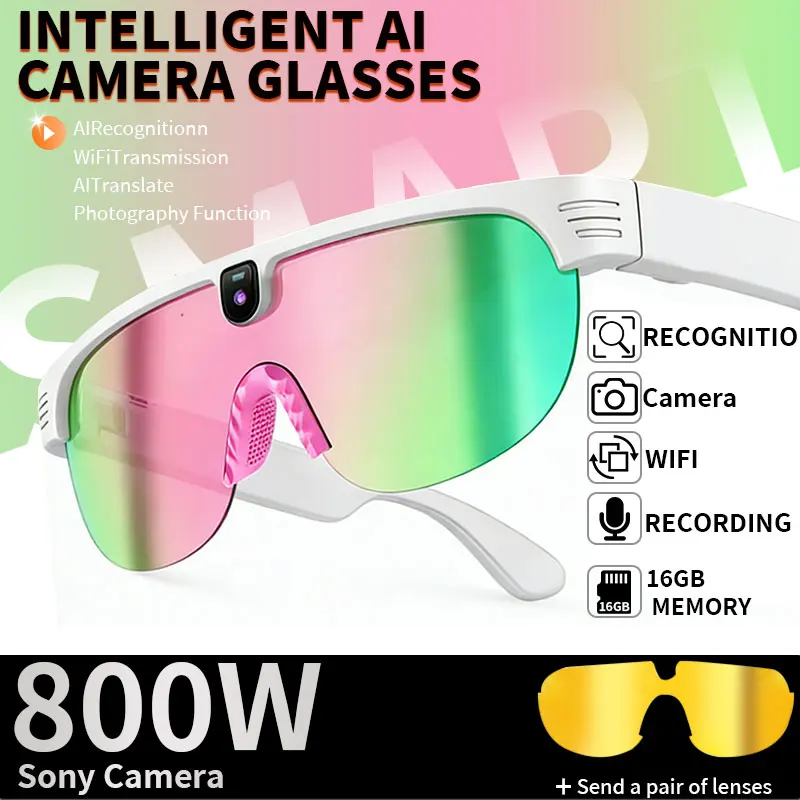 

Новые умные велосипедные очки LIGE с ИИ, камера 800 Вт, видео с переводом, звонки, музыка, 4K HD, цветные спортивные очки