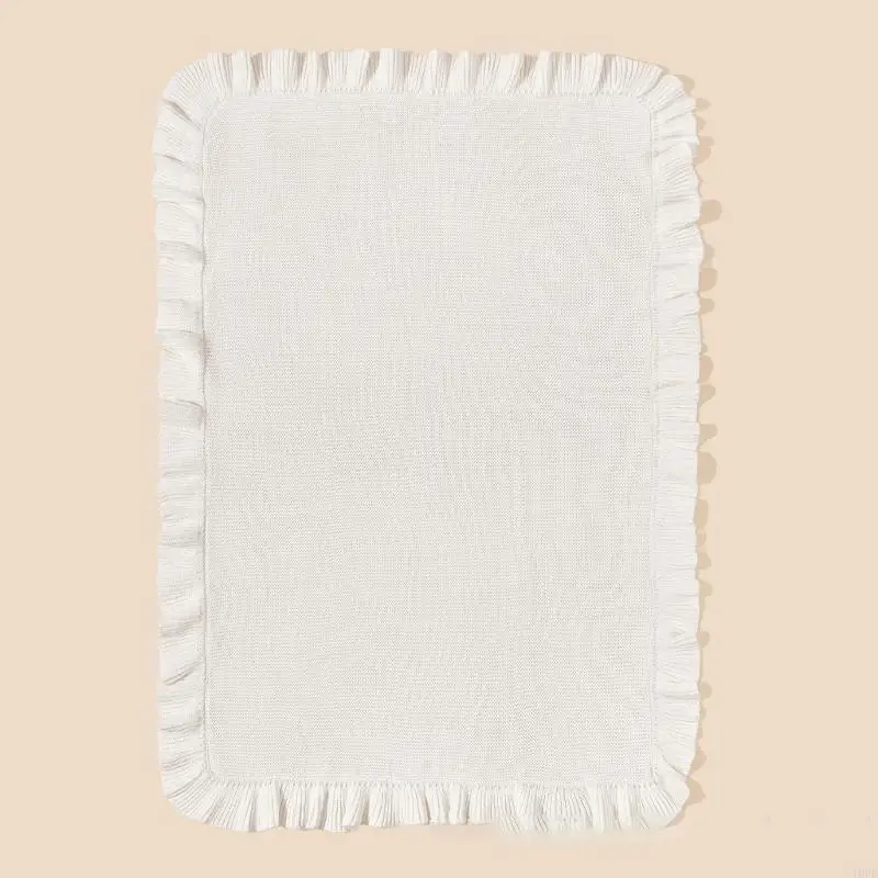 

16FE Newborns Autumn Winter Blanket Cotton Knitted Ruffle Swaddles Sleeping Blanket