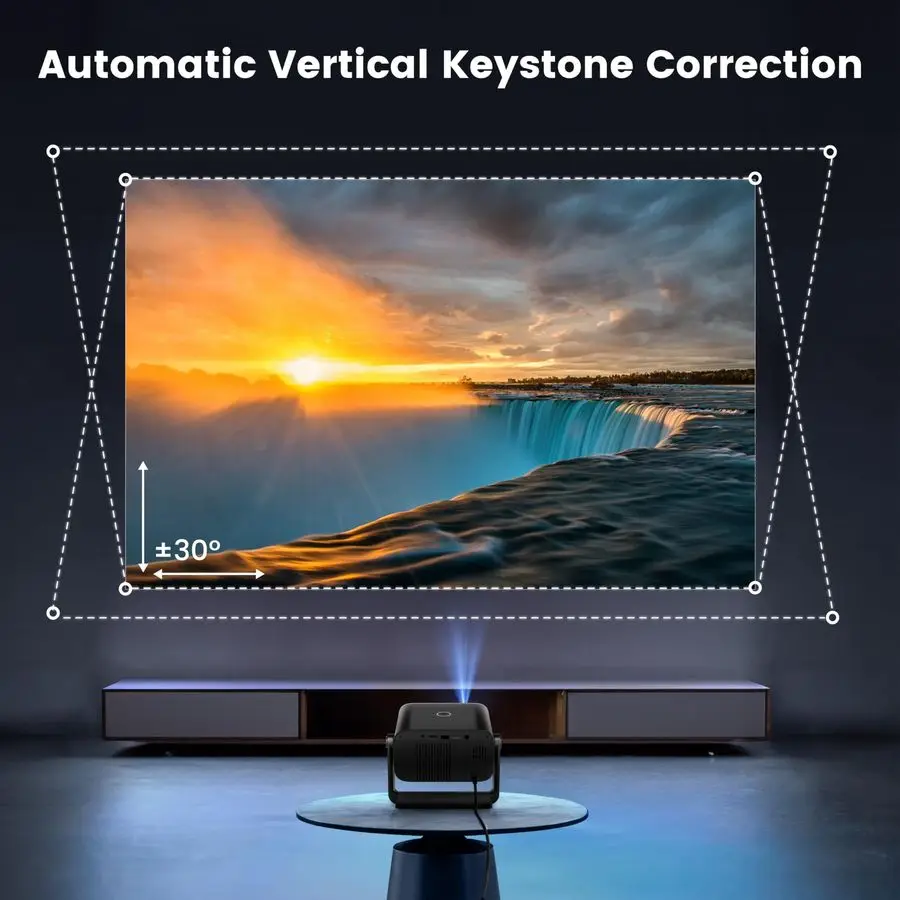 Focus amp Auto Keystone Mini Projector with WiFi Bluetooth, Portable 1080P Support Movie Projector 145 Rotatable 50 Zoom Fully S