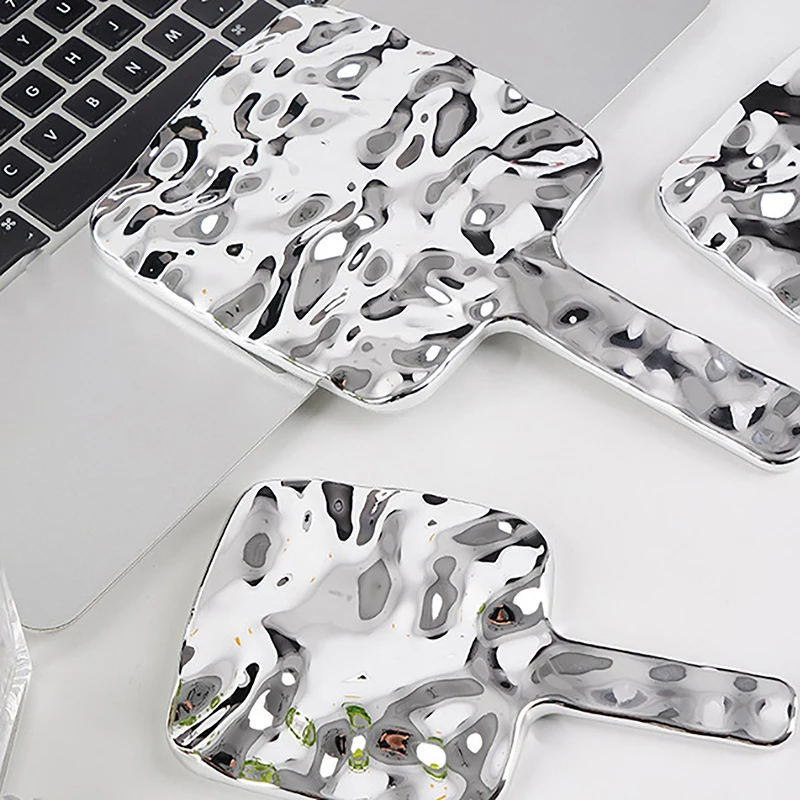 Liquid Shape Square Mirror Mini Hand-Held Desktop Cosmetic Makeup Mirror Travel Metallic Portable Beauty Mirror For Handbag