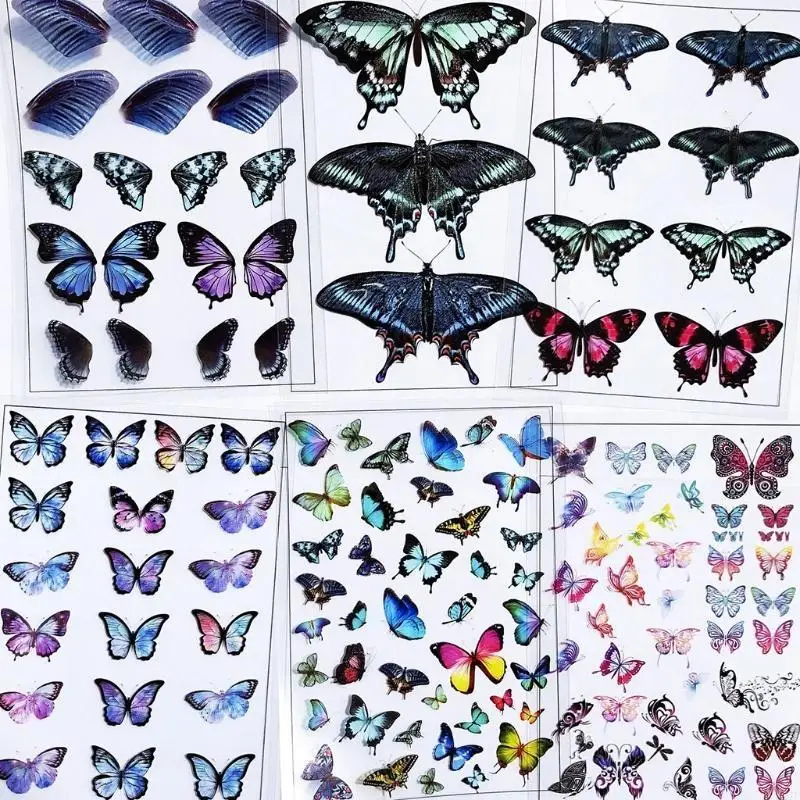 5 Sheets for Butterfly Stickers Art Decorations Crystal Epoxy Resin Mold Filler DIY Crafts Jewelry Making Fillings Material