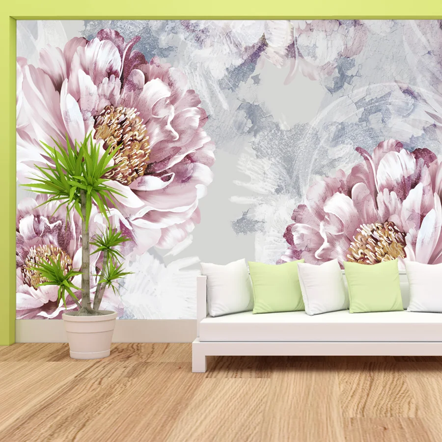 

Custom Self Adhesive Accept Wallpaper for Bedroom Walls Contact Paper Pink Peony Floral Waterproof Murals Wall Papers Home Decor