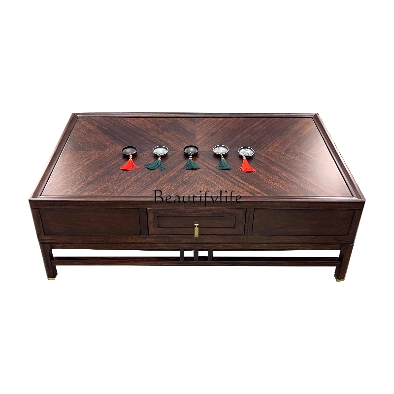 

**New Chinese ebony coffee table zen light luxury simple living room rectangular coffee table