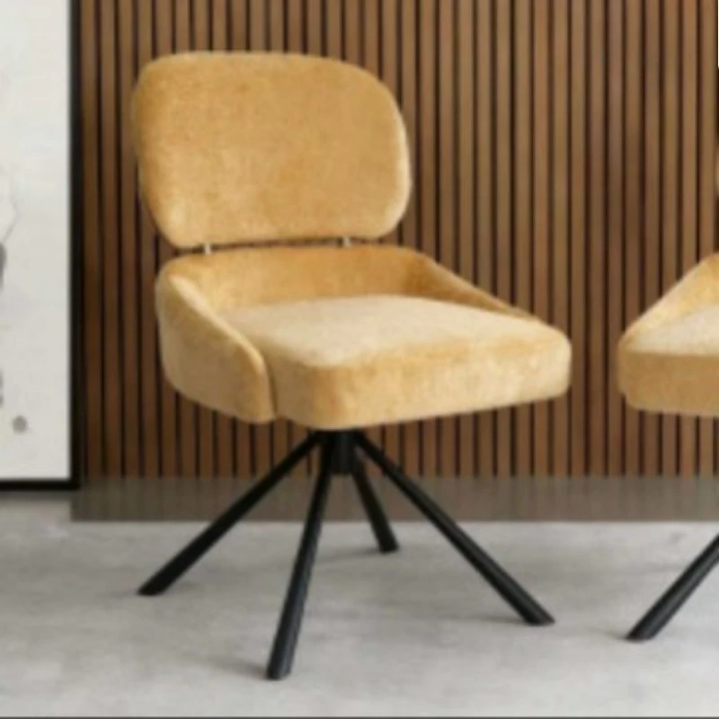 Modern light luxury dining chair thickened soft bag seat surface reinforced metal legs restaurant home