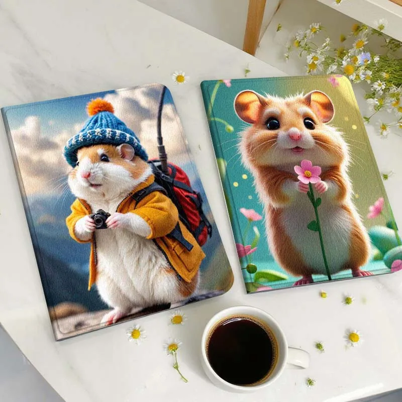 

Cartoon Hamster Holding Flower Tablet Case For Samsung Galaxy Tab A A7 A8 A9 A11 S6 S11 Lite Plus 10.1 10.4 10.5 Inch 2022 2025