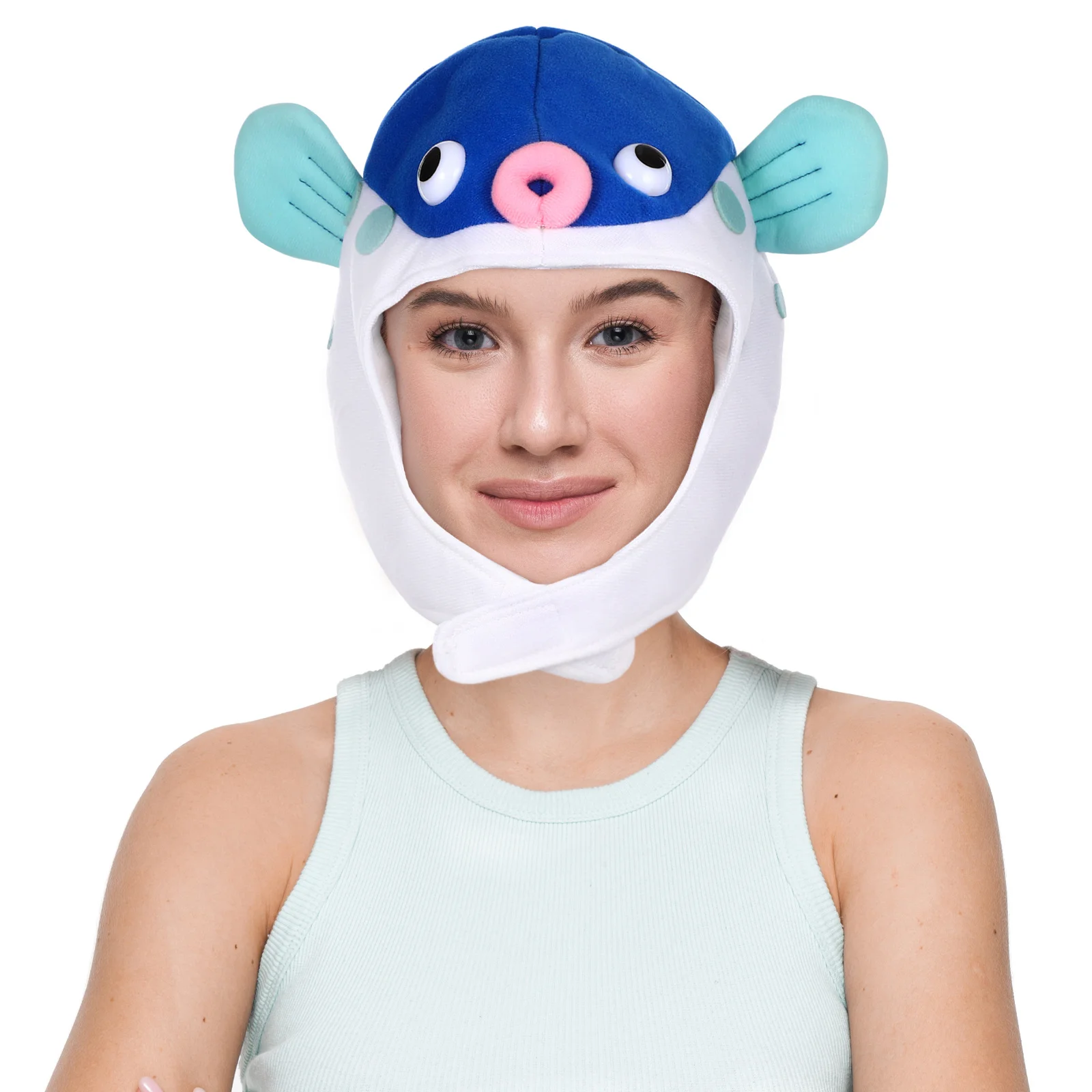 

Cartoon Fish Hat Puffer Costume Cap Halloween Party Cosplay Headwear for Adults Animal Photo Prop Carnival Accessory