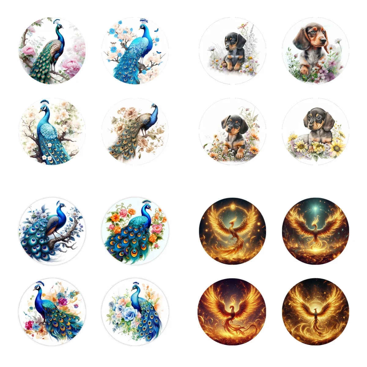 4-piece set of colorful peacock art coasters, anti-slip wooden coasters, suitable for living rooms, offices, bars and restaurant