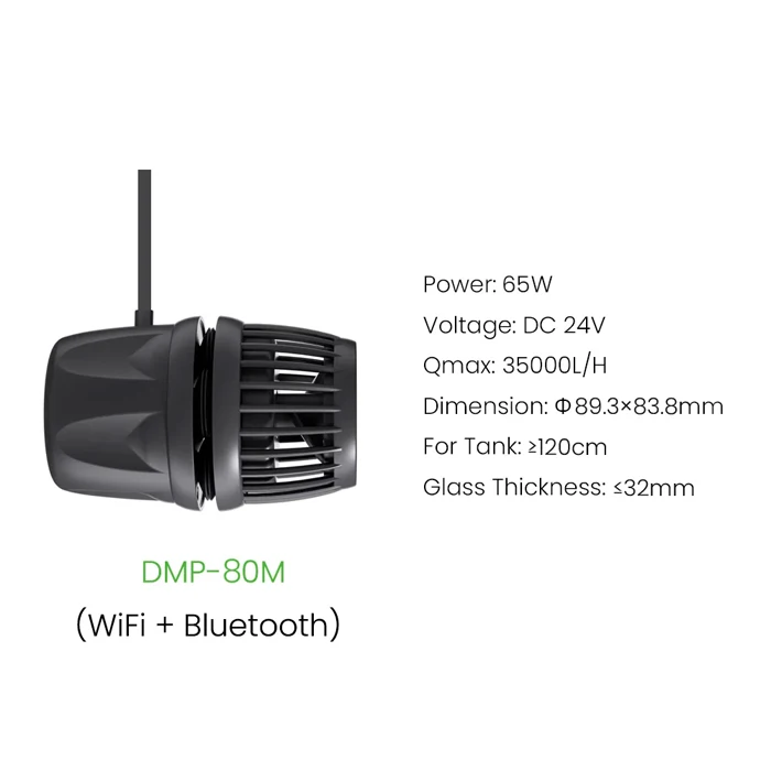 TLF Jecod DMP-80M 65W 수족관 웨이브메이커 펌프 WIFI/블루투스 35000L/H 120-180CM 담수 해수 어항용