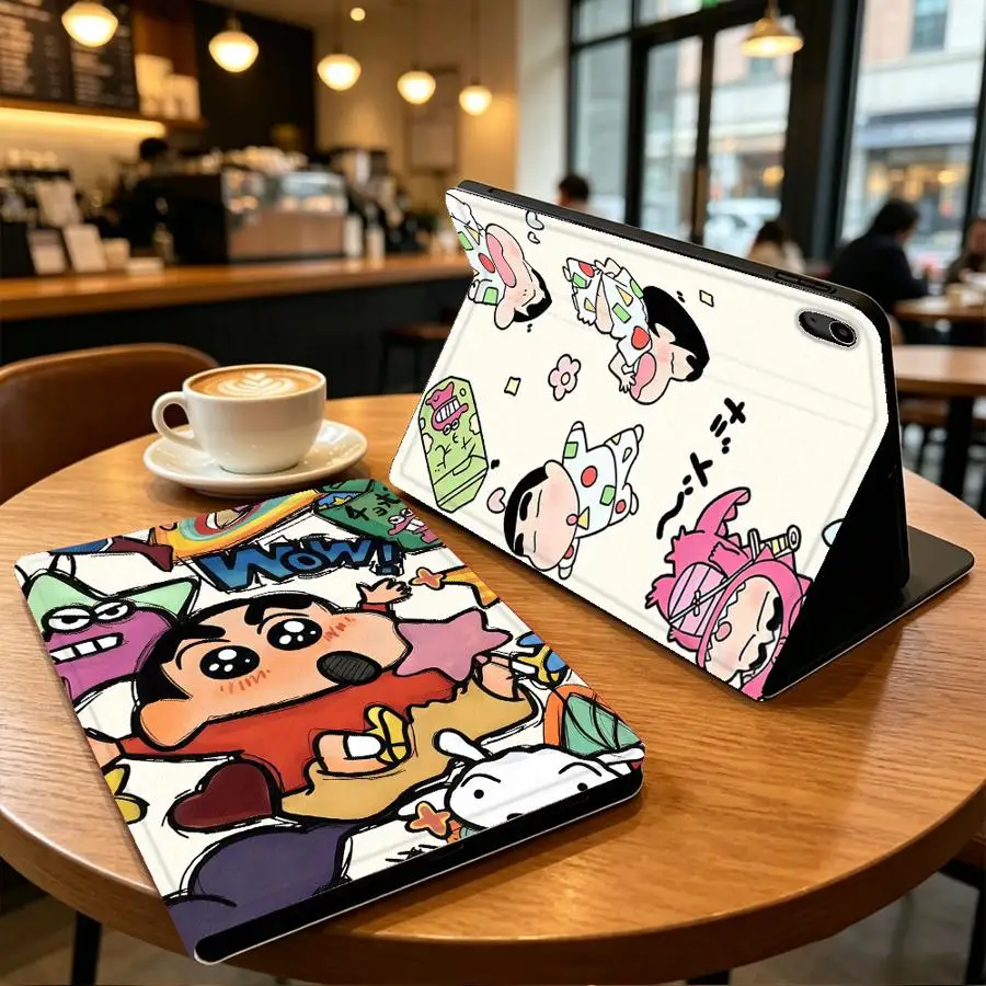 Cartoon Shin-Chans Shiro Case for Apple iPad Air 11 13 M4 M3 M2 A16 2026 Pro11 13 10th 7/8/9th With Pencil Holder Air 4/5/6th