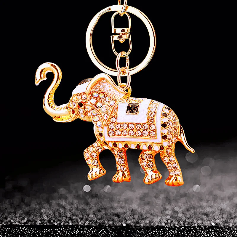 Lovely Elephant Crystal Charm Purse Handbag Car Key Keyring Keychain Party Wedding Birthday Gift