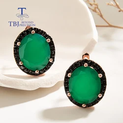 Classic design Natural green agate earrings for women Fashion design 925 sterling silver fine jewelry anniversary gift