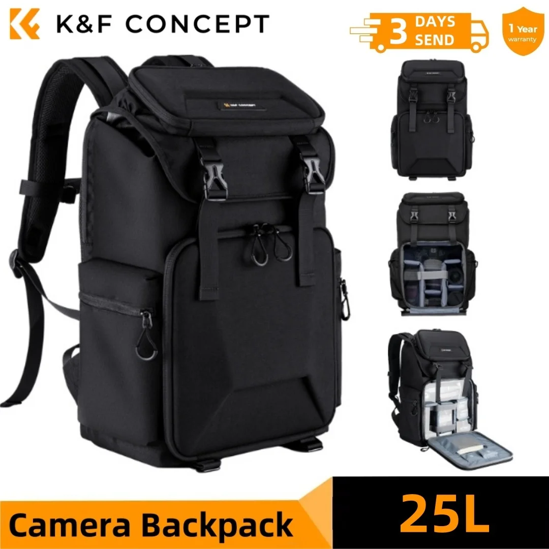 

K&F Concept Backpack Bag 25L 15.6" Camera Laptop Compartment DSLR/SLR Mirrorless Camera Case For Sony Canon Nikon Camera