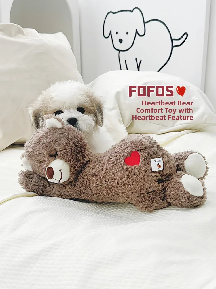 

FOFOS Plu Dog Toy Bear Sound Soothing Pillow Healing Anxie Simulated Heareat Dog Plaything Pet Supplies for Puppies