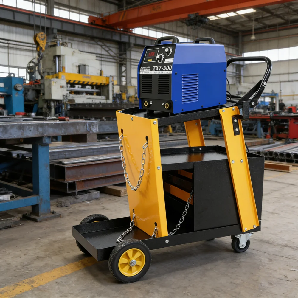 Multi-function Welder Trolley for MIG/TIG/ARC Plasma Cutter, 2 Safety Chains, Portable 4-Drawer, 280LBS Capacity