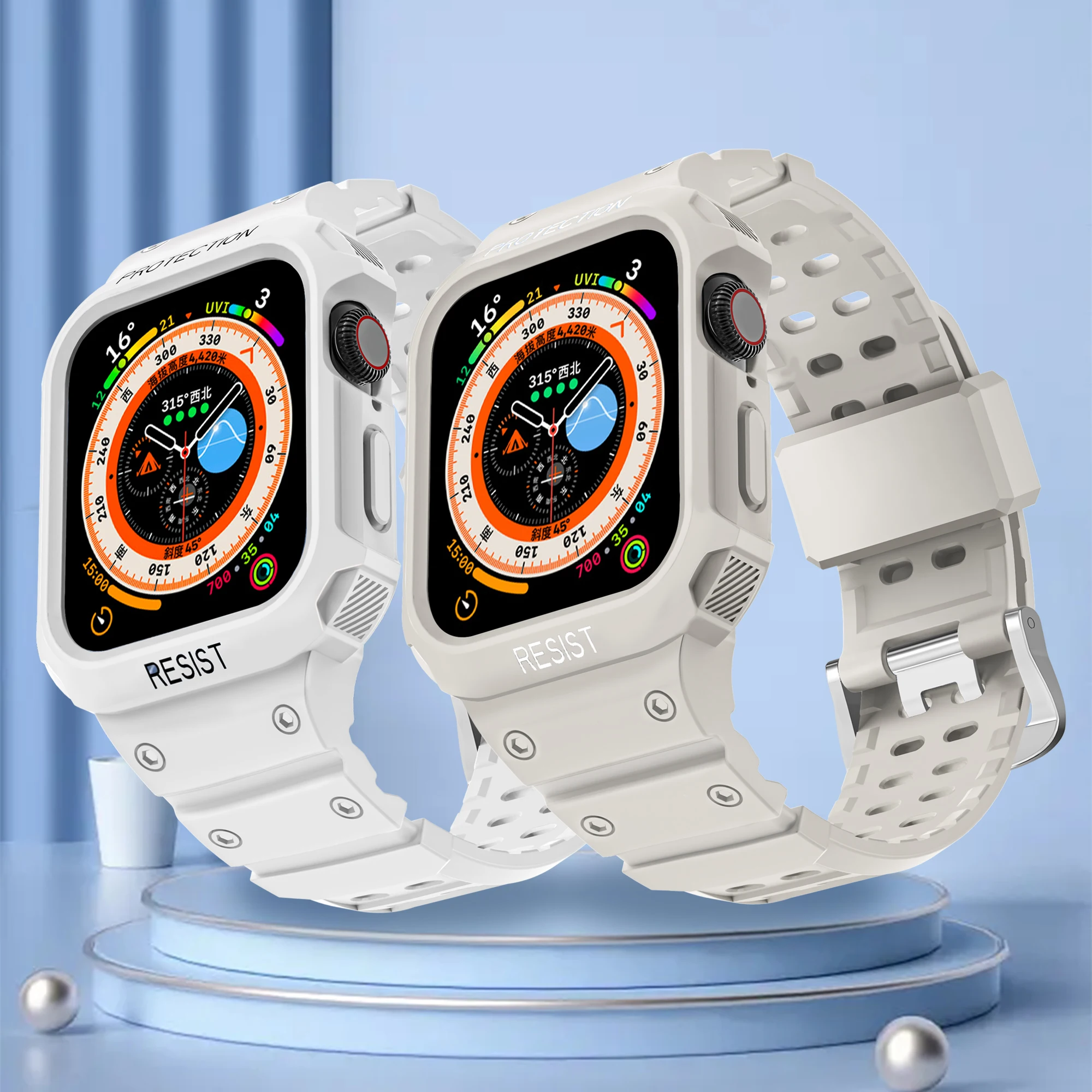 Dla Apple zegarek 45mm 44mm 42mm 41mm 40mm iWatch seria Ultra 8 7 6 5 SE 4 3 2 1 pasek, sportowy ochronny zapasowa opaska