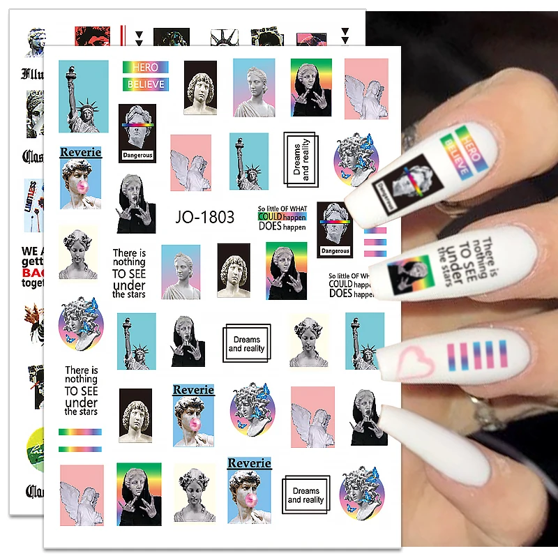 

3D Women Face Sketch Abstract Image Nail Stickers Sexy Girl Nail Decals Self-adhesive Decal Tattoos Sliders Manicure DIY Tools