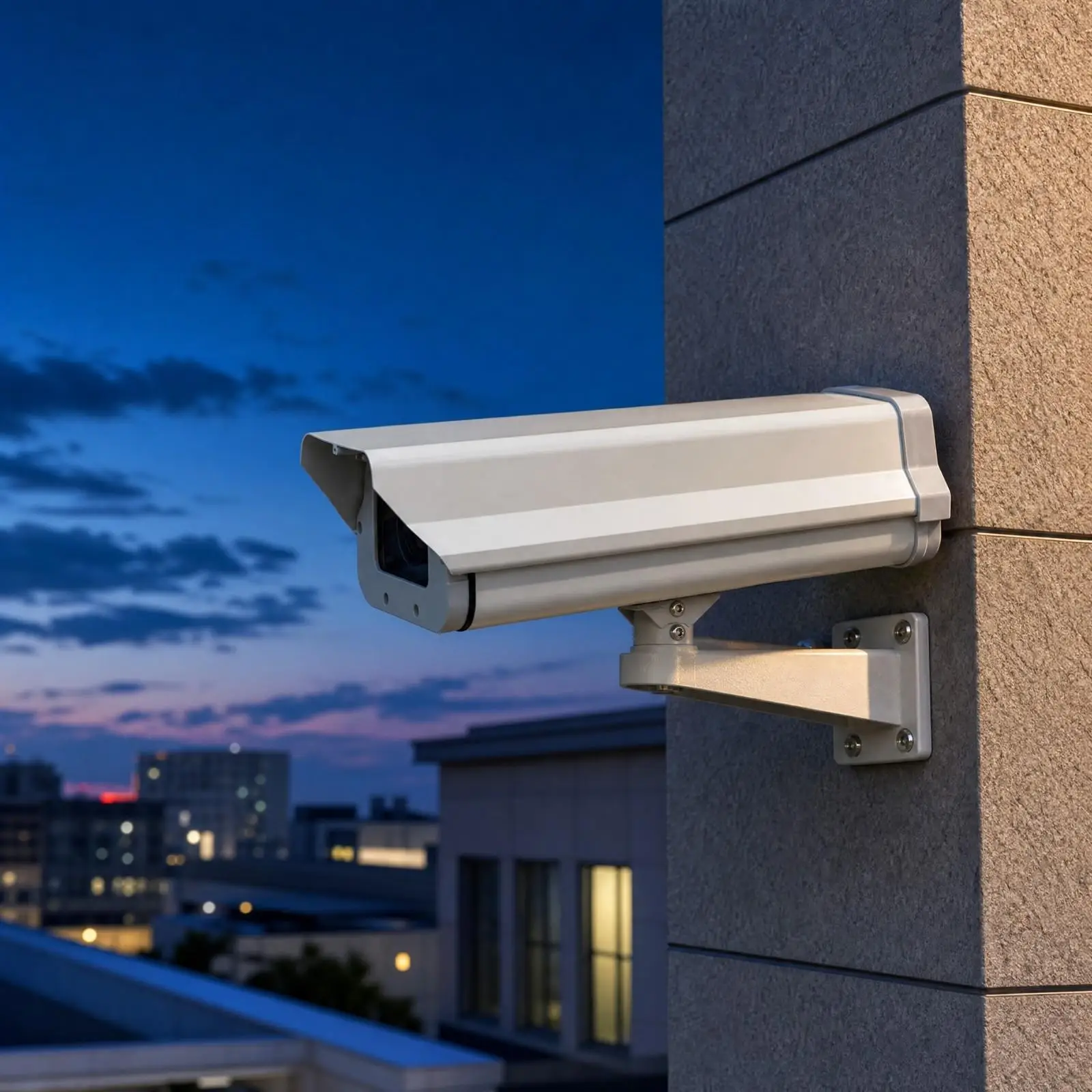 Aluminum Camera Housing with Glass Panel Weatherproof Bullet Camera Housing Weather-Resistant Dustproof for Building Exteriors