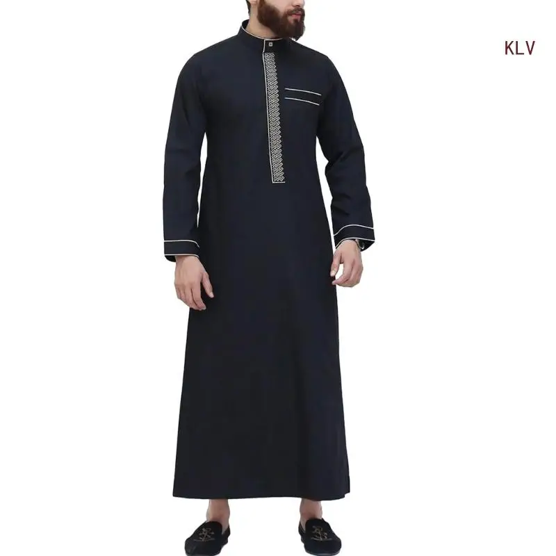 

Man Kaftan Robe Muslims Long Shirt Thobe Robe Muslims Kaftan Loose Casual Long Sleeve Thobe Robe