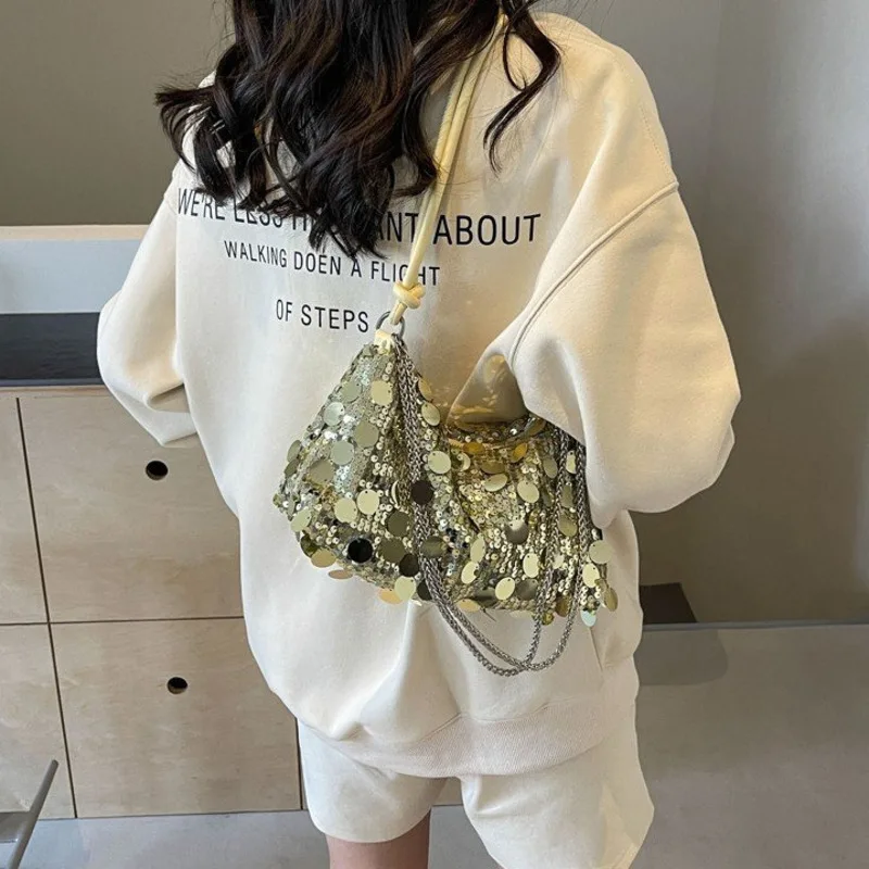 KK  2024 New Texture Sequin Underarm Dinner Bag, Niche Single Shoulder Crossbody bag luxury ladies handbags small handbag