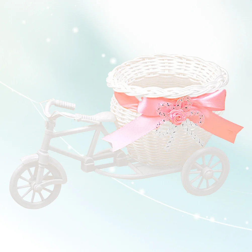 الوردي الصغيرة الروطان دراجة ثلاثية العجلات الديكور DIY الدراجة زهرة حامل النبات لأحداث غرفة النوم النثار الحلوى عرض زخرفة الحرفية