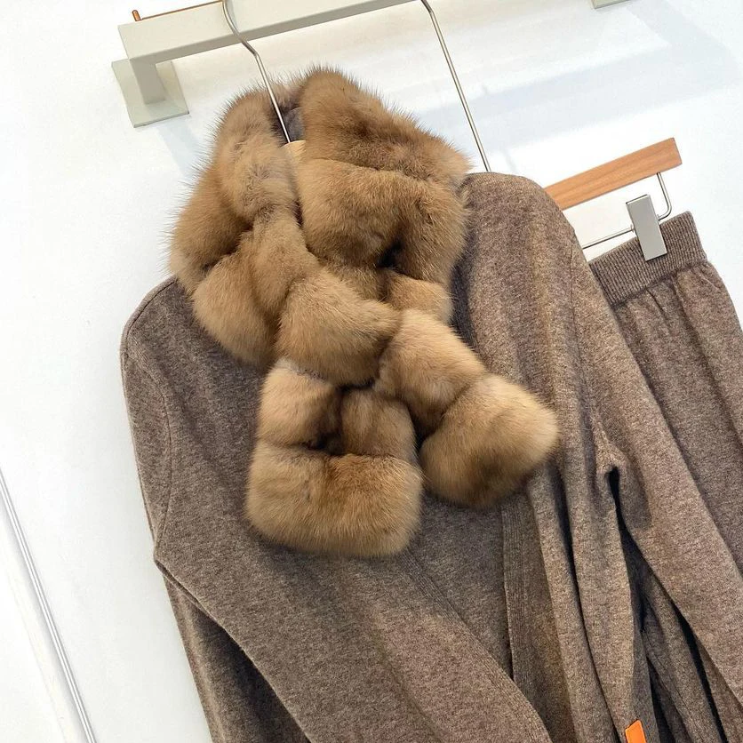 Luxury New Style 100% Real Sable Fur Scarf Women Winter Mink Fluffy Collar Korean Soft Neck Warmer