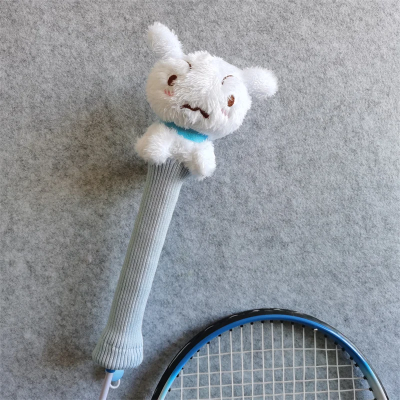 White Dog Badminton Racket Handle Cover Plush Doll Grip Protectors Handcraft Gift