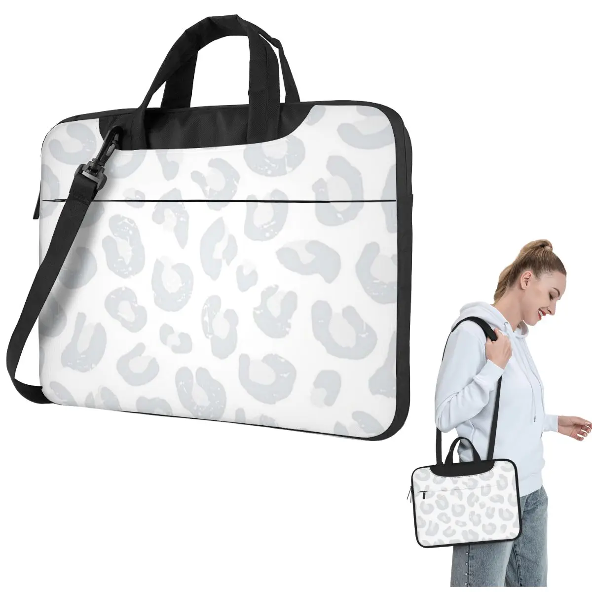 Leopard Print Crossbody Laptop Bag Case Computer Bag 13 14 15.6 Inch Notebook Pouch for Macbook Pro