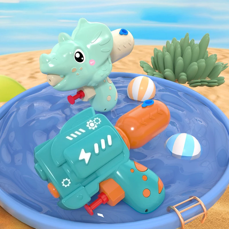 Juguete de cocción de agua de playa de verano para niños, fiesta en la piscina, mini pistola de agua con tema de dinosaurio y pez payaso