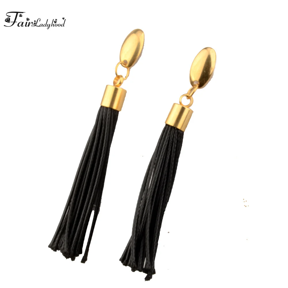 Drop Black Leather  Line Long Hanging Earrings For Women  Gold Color Threader Earing Ear Accessories Jewelry