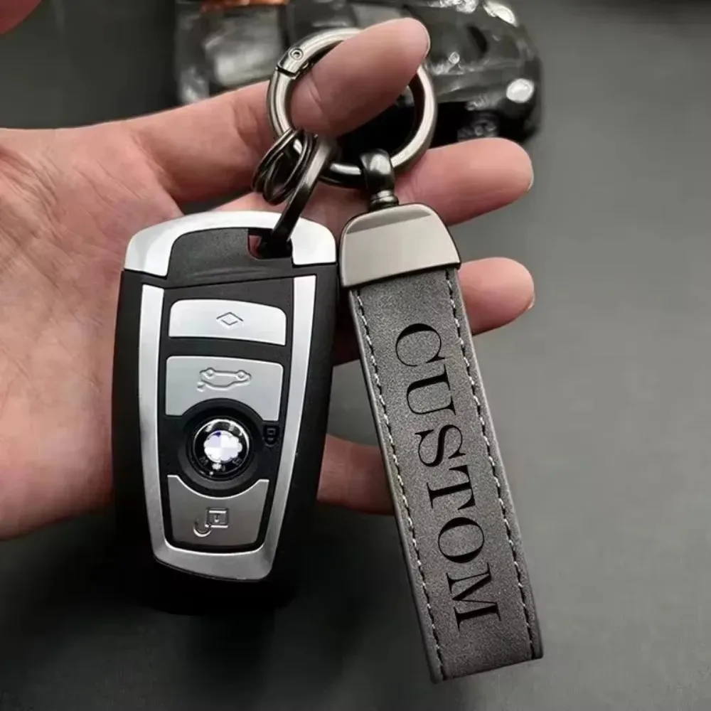 

Custom Name Logo Frosted Leather Car Moto Keychain Personalized for Men and Women Key Creative Simple Durable Key Chains Gift