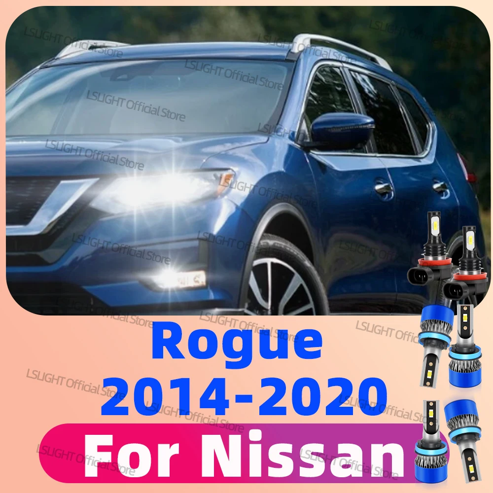 

2/6x For Nissan Rogue 2014 2015 2016 2017 2018 2019 2020 High Low Beam 20000LM Headlight 12V LED Bulbs 3570 CSP 6000K Fog Lamps