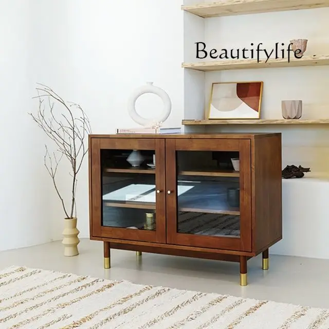 Nordic alle massivholz esszimmer seite schrank moderne einfache tee schrank esszimmer hause licht luxus wohnzimmer glas lagerung