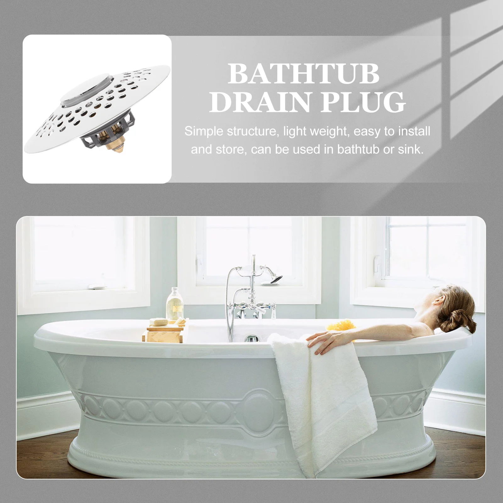 1.6-2 Inch Bathtub Pop Up Drain Plug High Grade Material Waterproof Sealing Easy Install for Bathtub and Sink Basin Stopper