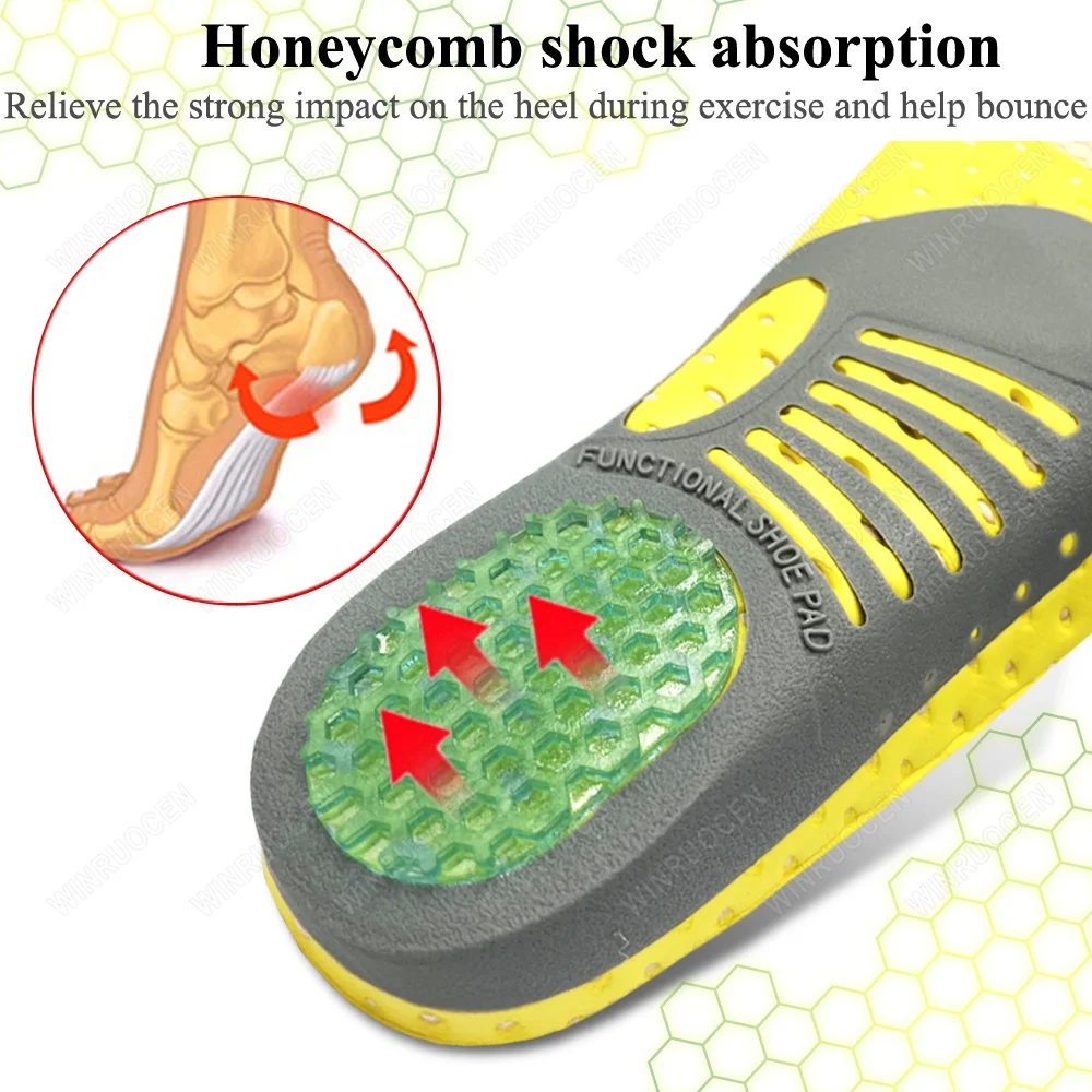 WINRUOCEN Unisex For Plantar fasciitis High Arch Support Insoles Premium PVC Orthopedic Shoes Sole Sports Feet Care Insert