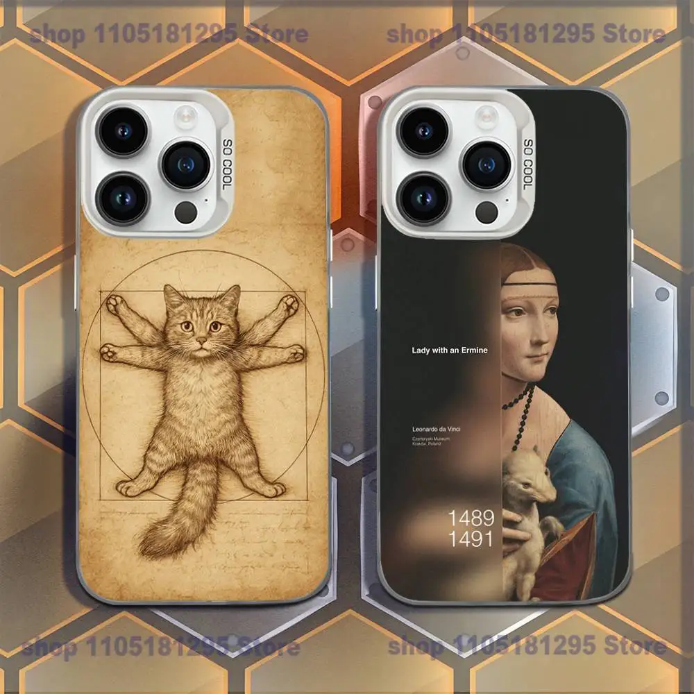 

L-Leonardo da Art Vinci Phone Case For iPhone XR,17,16,15,14,13,12,11,Mini,Pro,E,MAX White Candy Matte Shockproof Cover