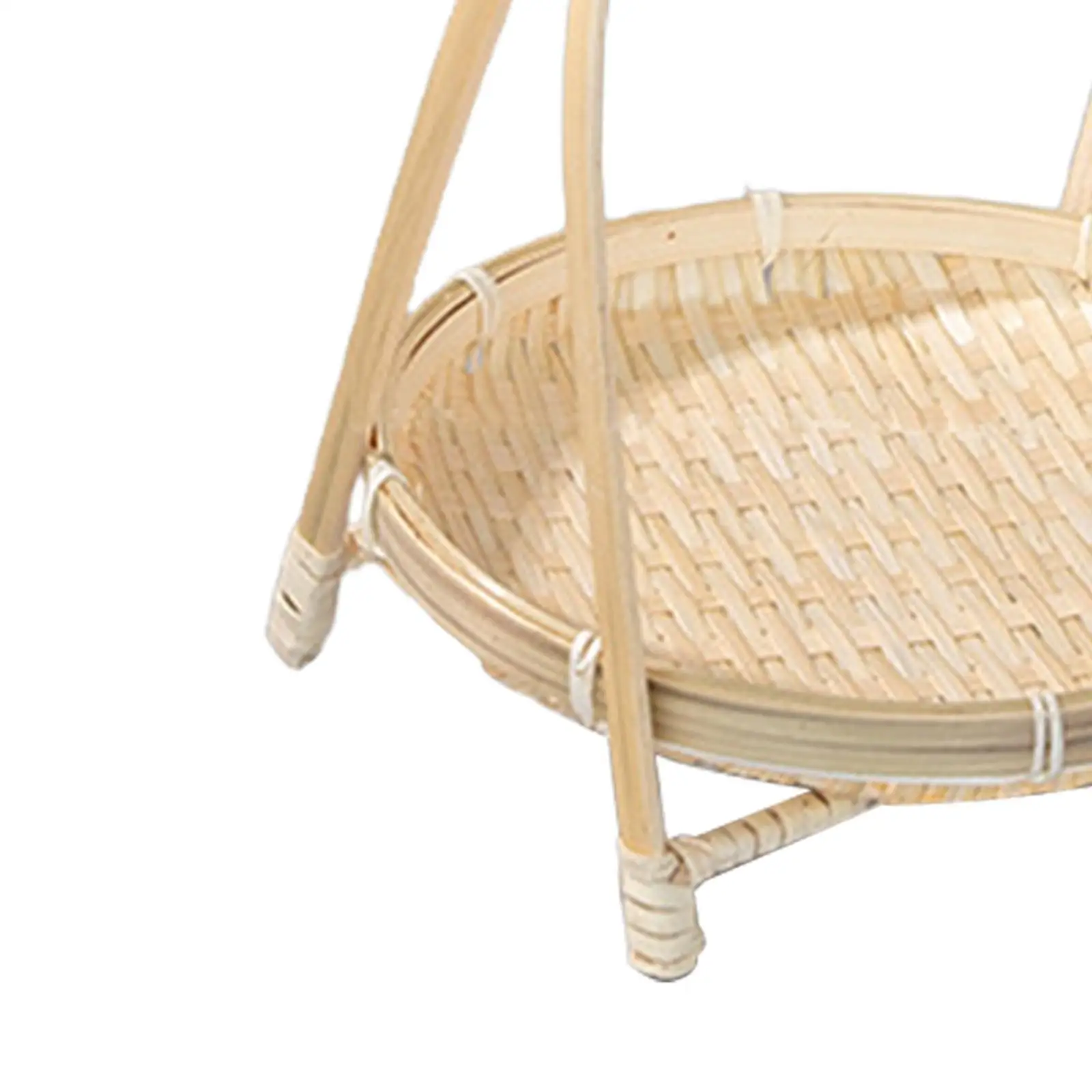Bamboo Woven Storage Basket Bread Tray Snack Fruit Cake Container for Kitchen Decor and Small Item Organization