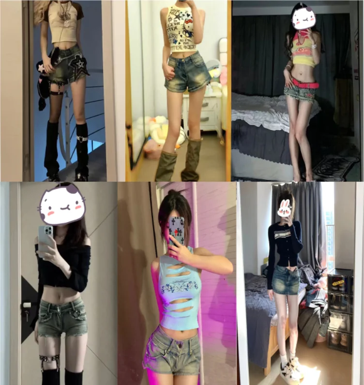 Cintura baixa punk crânio rua sle ultra denim saia vintage azul profundo jeans ort saia para jovens 8-24 anos de idade