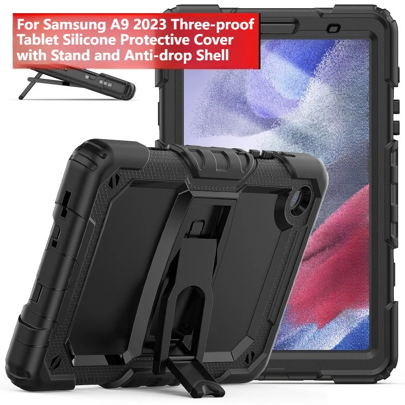 

For Samsung A9 2023 Three-proof Tablet Silicone Protective Cover with Stand and Anti-drop Shell