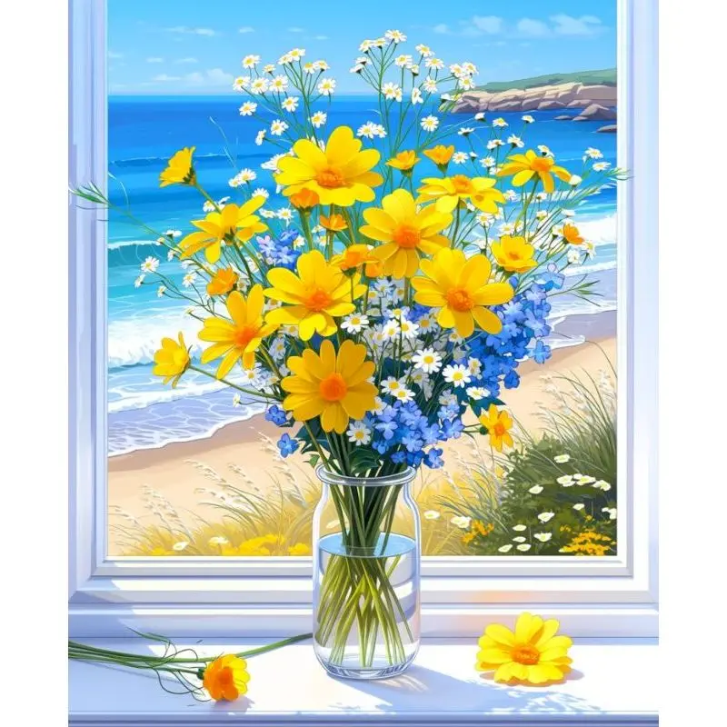 

Paint By Numbers Home Decor Crafts DIY Kits for Beginners Seaside Easy Acrylic on Canvas Original gifts Color by Numbers Kit