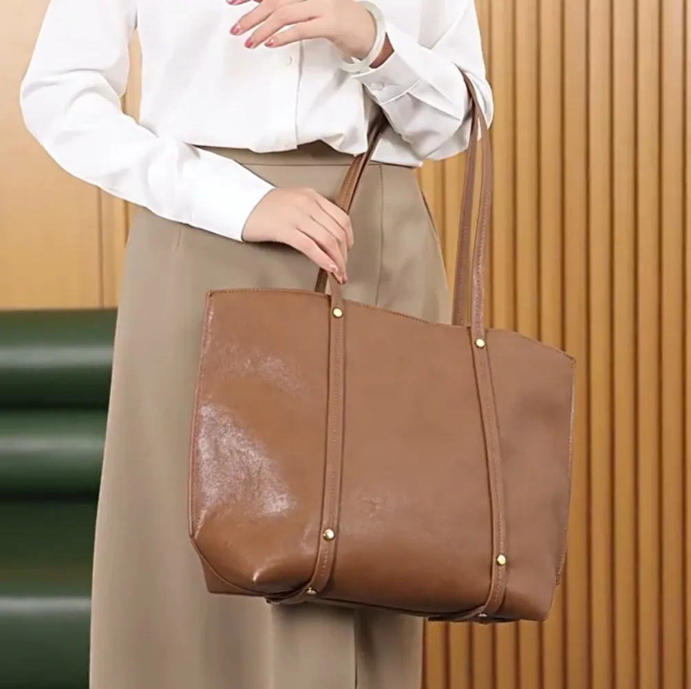 ​ ​ 新しいレディースファッション大容量シングルショルダートートバッグシンプルなハンドキャリークロスボディビジネス通勤バッグ ​ ​