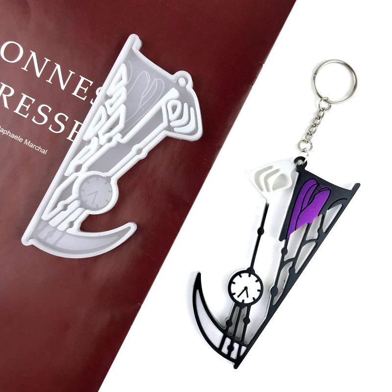 

Shiny Glossy Scythe Ornaments Silicone Epoxy Resin Mold DIY Keychain Pendant Jewelry for Halloween Gift Craft DXAA
