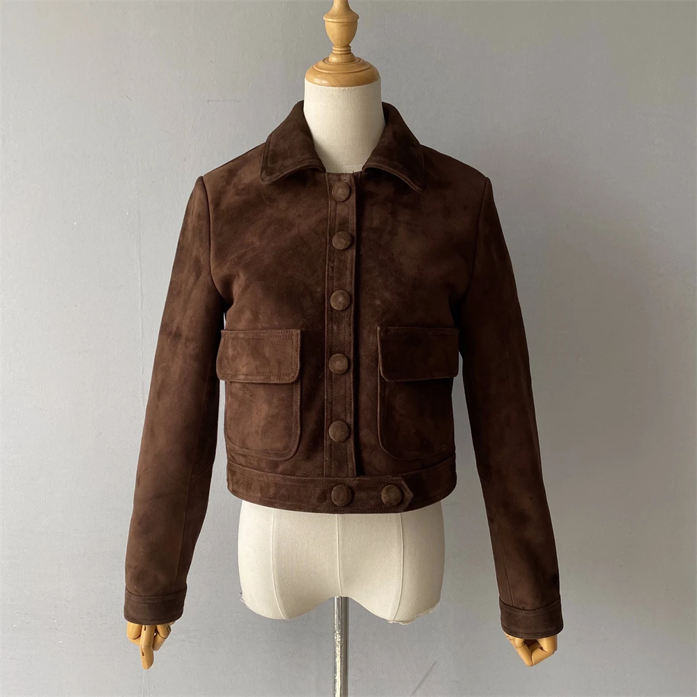 Jxwatcher femmes véritable daim cuir Blazer manteau printemps nouveauté véritable peau de mouton veste dame mode jupe courte 2025 automne