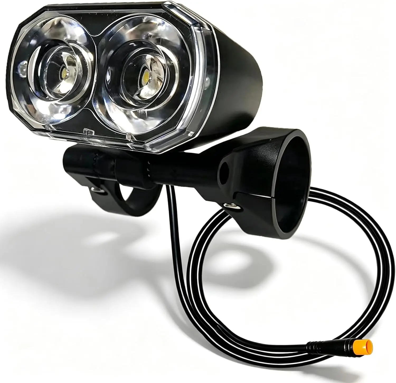 24V-60V handlebar-mounted ebike headlight with horn, waterproof 2/3-pin male/female connector for e-bike controllers