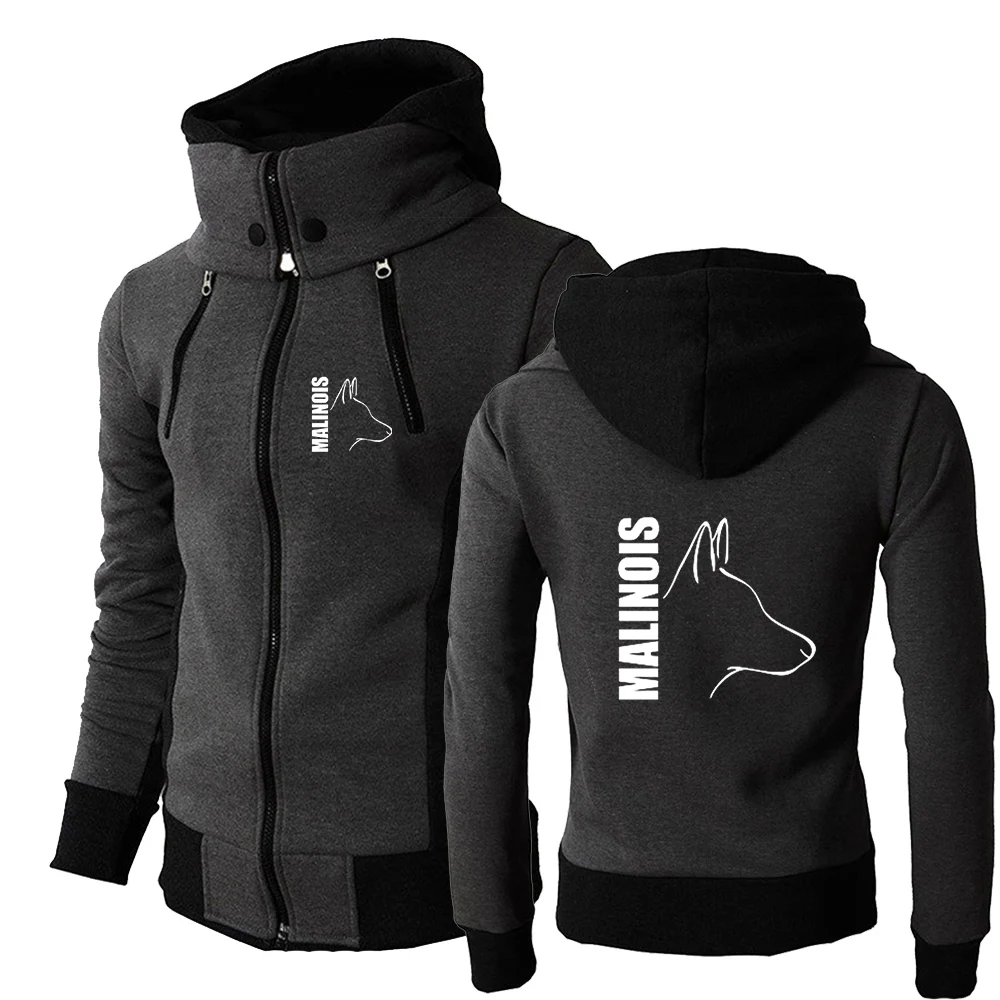 

Silly Dog Belgian Malinois 2023 Men's New Spring Autumn Sweatshirts Jackets Double Zipper Fashion Hooded Sportswear Hoodies Tops