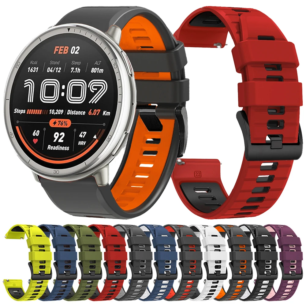 22 20 mm Silikonarmband für Huami AMAZFIT Active 2/Balance Uhrenarmband Amazfit BIP 6 5/GTR 4 2 3 Pro/GTR 47 mm/GTS 3 2e Mini Correa