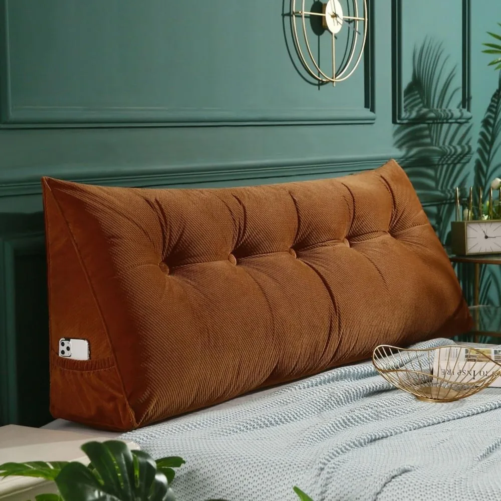 

Large Wedge-Shaped Headboard Pillow Solid-Colored Decorative Wedge Pillow Bed Rest Reading Pillow Bed Cushions Headboard for Sit