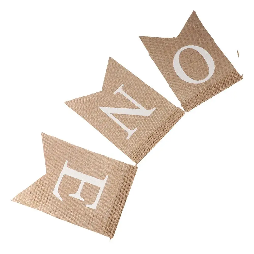 Fishtail Flag ONE Letter Burlap ONE Garland Paper Hanging Birthday Bunting Exquisite Festive Chair Flag Banner Birthday Party view 4