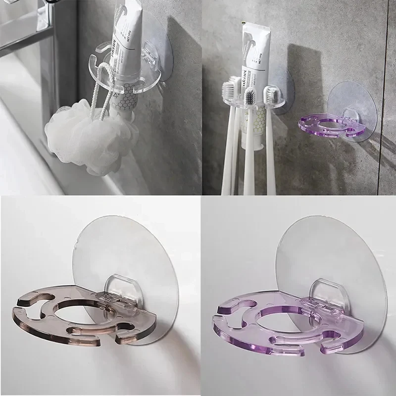 1/3pcs Self-adhesive Wall Mount Toothpaste Dispenser Toothbrush Holder Storage Squeezer Shaver Holder Bathroom Shelves